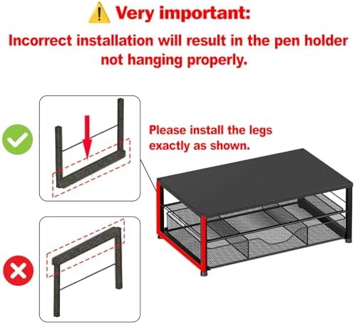 Desk Organizer and Accessories, 2-Tier Computer Monitor Stand Riser with Drawer and 2 Pen Holders, Laptop Stand, Office Desk Accessories for Office Supplies, Black - Image 9