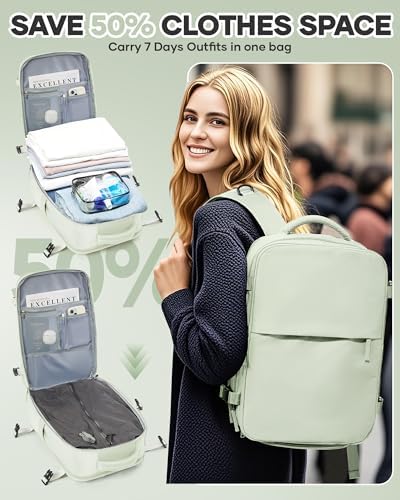 Vacuum Seal Travel Backpack with Air Pump,Compression Vacpack Waterproof Carry On Backpack for Travel Women Men with Vacuum System,Airlines Approved Daypack Laptop Space Saver Bags,MintGreen - Image 6