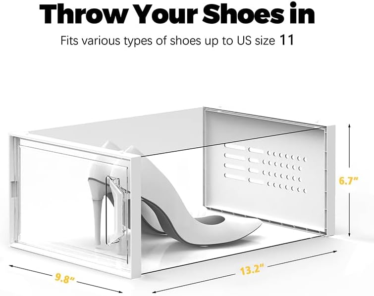 SEE SPRING X-Large Shoe Storage Box Fit Size 11, Clear Plastic Stackable Shoe Organizer for Closet, Space Saving Sneaker Shoe Rack Containers Bins Holders for Entryway, 12 Pack Clear - Image 2
