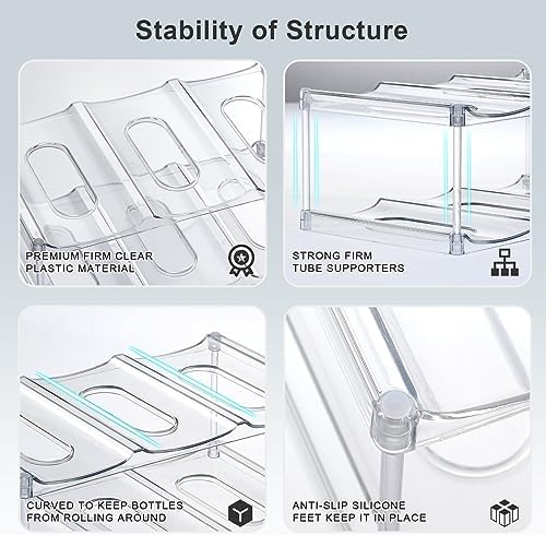 LARGER Compartment - Stackable Water Bottle Organizer Holder - for Stanley & Others' Large Tumbler - Clear Wine Rack, Cup Bottle Holder for Cabinet Home Countertop Fridge Pantry Shelf, 3 Tier Hold 9 - Image 7