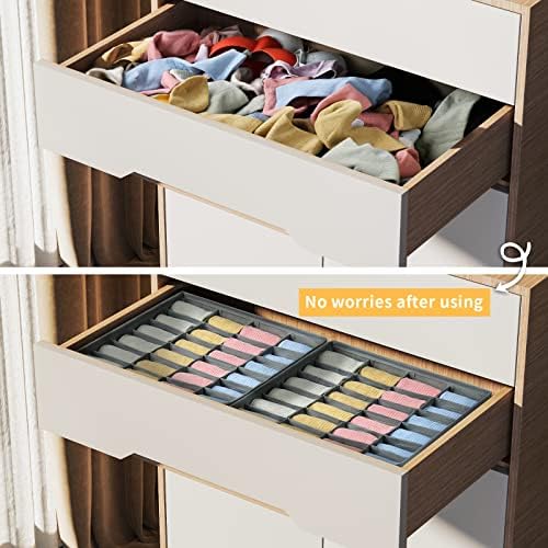 Joyoldelf Sock Drawer Organizer Divider 2 Packs Underwear Organizer, 24 Cell Closet Organizers and Storage Organizer Sock Holders Organizers for Storing Socks, Handkerchiefs, Ties, Belts (Grey) - Image 7