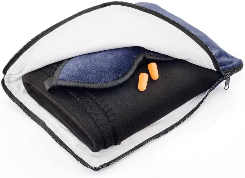 Lewis N. Clark Ultimate Comfort Set + Portable Travel Kit for Airplane, Includes Inflatable Pillow + Zippered Carrying Case, Cozy Fleece Blanket, Eye Mask for Sleeping & Foam Ear Plugs, Navy - Image 8