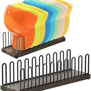 Hat Organizer for 9 Baseball Caps, Solid Wood Base Hat Rack for Closet, Metal Hat Stand for Baseball Caps, Hat Storage with Anti-slip Pads, Cap Organizer Hat Holder for Closet