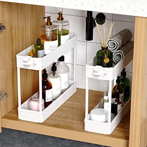 SPACEKEEPER Slim Rolling Storage Cart 4 Tier Bathroom Organizer Mobile Shelving Unit Utility Cart Tower Rack for Kitchen Laundry Narrow Places, White - Image 5