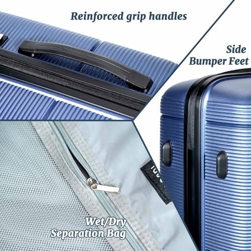 Luggage Sets 2 Piece, Suitcases With Wheels, Lightweight Travel Luggage Set With TSA Lock, PP Carry On Suitcase Set, Blue - Image 5