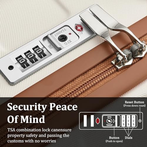 imiomo Hard Shell 20 Inch Carry on Luggage 3 Piece Set with Travel Backpack, Lightweight Hardside Carry-On Suitcase with Spinner Wheels and TSA Lock, Beige - Image 3