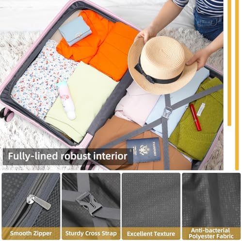 LARVENDER Luggage Sets 3 Piece, Hardside PP Carry On Suitcase with 360° Spinner Wheels TSA Lock Luggage Sets for Women, Orchid Pink - Image 7