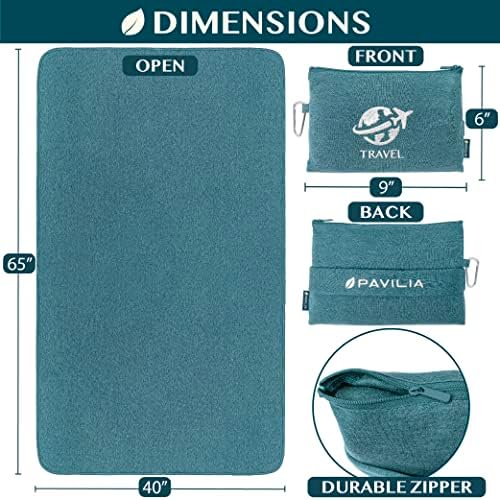 PAVILIA Travel Blanket Airplane Compact with Bag, Small Travel Pillow Blanket Long Flights, Lightweight Plane Blanket with Luggage Strap, Camping Blanket for Traveler Essentials, Teal Blue, 65x40 - Image 6