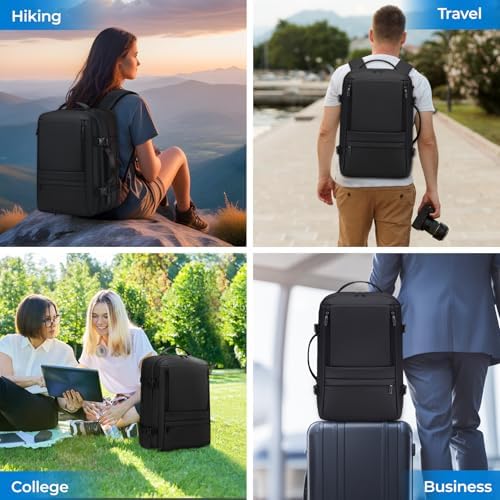 Carry On Travel Backpack for Airplanes | 35L Suitcase Backpack Luggage Business Weekender Bag - Expandable Travel Carry On Flight Approved for Men Women - Black - Image 6