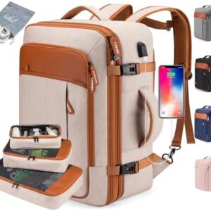 Travel Laptop Backpack,42L Carry on Luggage, Flight Approved Expandable Backpack,Business Anti Theft Weekender Bags for Women Men, Water Resistant Expandable Backpacks With 4 Packing Cubes