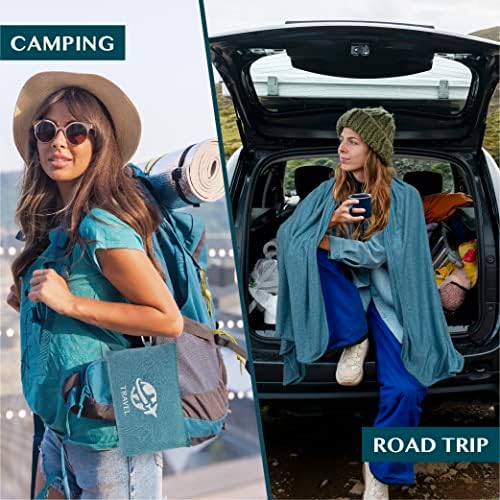 PAVILIA Travel Blanket Airplane Compact with Bag, Small Travel Pillow Blanket Long Flights, Lightweight Plane Blanket with Luggage Strap, Camping Blanket for Traveler Essentials, Teal Blue, 65x40 - Image 4
