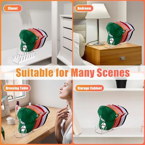 Hat Stand for Baseball Caps, 2 Pack No Install Acrylic Hat Organizer for 14 Baseball Caps Storage Organizer, Hat Racks Hat Holder Display and Organization for Closet, Bedroom, Dresser (Clear-2Pack) - Image 5