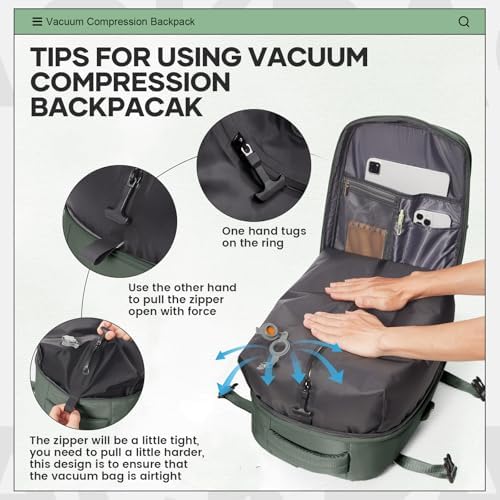 Vacuum Travel Backpack with Pump for Women Men Carry on Backpack Luggage Flight Approved Personal item Travel Bag Essentials With Wet and Dry Separation Bag - Image 4