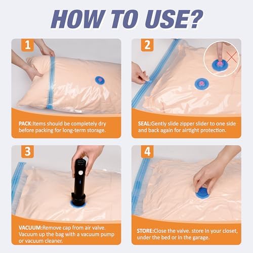 Travel Vacuum Storage Bags with Electric Pump, 10 Combo Travel Packing Bags for Luggage and Suitcase, Carry-on Size Compression Space Saver for Clothes and Clothing - Image 6