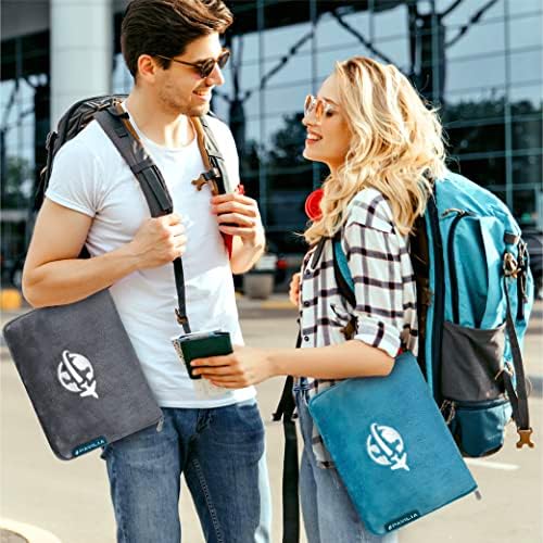 PAVILIA Travel Blanket and Pillow, Arms Opening Airplane Blankets for Adults, Compact Plane Blanket with Arm Hole 2-in-1 Bag for Flight Car Camping Fit in Luggage Backpack Traveler Gift, Dark Gray - Image 9