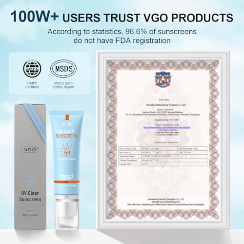 VGO Mineral Sunscreen for Face, Reef Safe Sunscreen, Oil-Free Face Moisturizer with SPF 50, Broad-Spectrum UVA/UVB Protection, Lightweight, Non-Comedogenic, Travel Size (1 pack) - Image 7