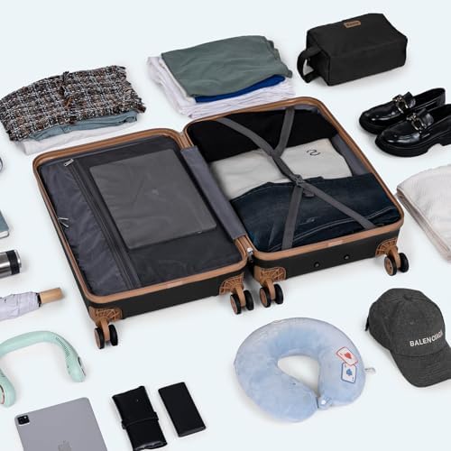 Luggage Sets 5 Piece,Hard Case Suitcase Set with Spinner Wheels,Hardshell Lightweight Travel Luggage with TSA Lock (Black,20/24/28 Inch) - Image 8