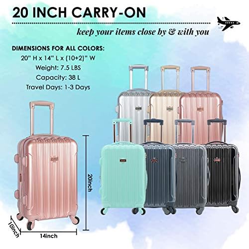 kensie 20" "Alma" Carry-On TSA-Lock Spinner Luggage, Rose Gold - Image 3