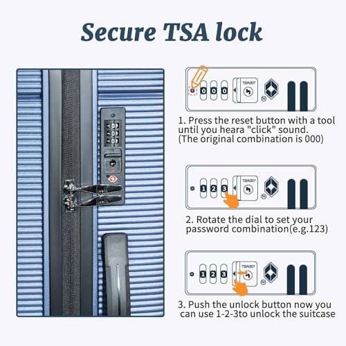 Luggage Sets 2 Piece, Suitcases With Wheels, Lightweight Travel Luggage Set With TSA Lock, PP Carry On Suitcase Set, Blue - Image 4