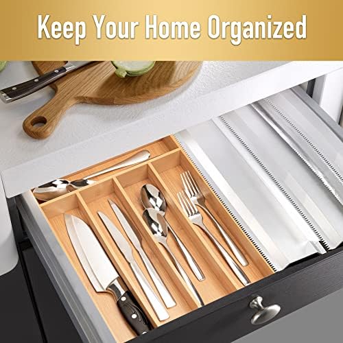 Silverware Organizer Kitchen Drawer Organizer Utensil Organizer Bamboo Silverware Holder Cutlery Organizer in Drawer Flatware Organizer Tray(5 slots, Natural - Image 5