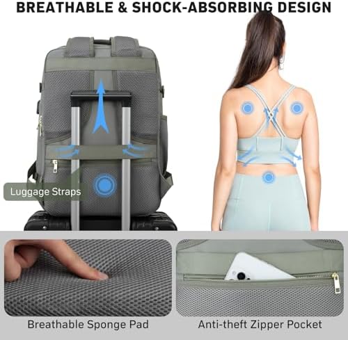 MOMUVO Travel Backpack Sets for Women,Carry On Backpack Flight Approved,Large Laptop Backpack Luggage Backpack with USB Charging Port,17.3 Inch - Image 7