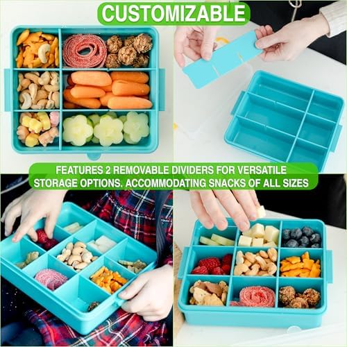Travel Snack Box for Kids - Customizable Snackbox Container Organization System with Removable Dividers and Fun Silicone Character Decorations - Air-Tight Dishwasher-Friendly Toddler Food Containers - Image 5