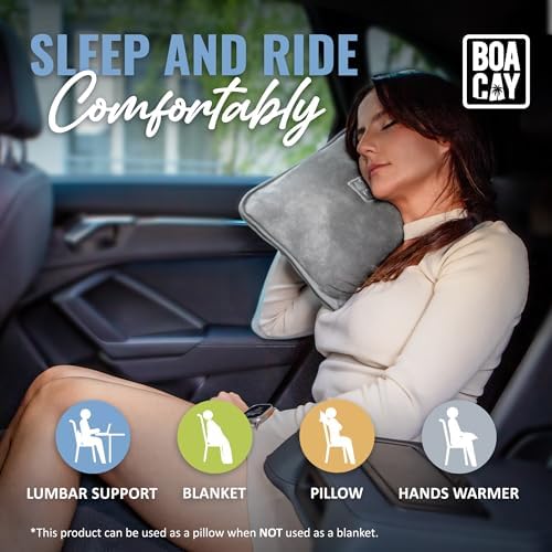 BOACAY Soft & Warm Travel Blanket for Airplane & Car - Long Flight Essential for Women, Men, Kids - Compact Pillow with Luggage Sleeve & Backpack Clip - Image 6