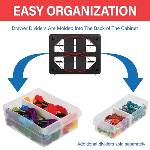 Akro-Mils 16-Drawer Plastic Drawer Storage Cabinet for Garage Organization, Beads, Makeup Organizer, Building Bricks Storage, Teacher Toolbox, 10-1/2" W x 6-1/2" D x 8-1/2" H, 10116 Black - Image 5
