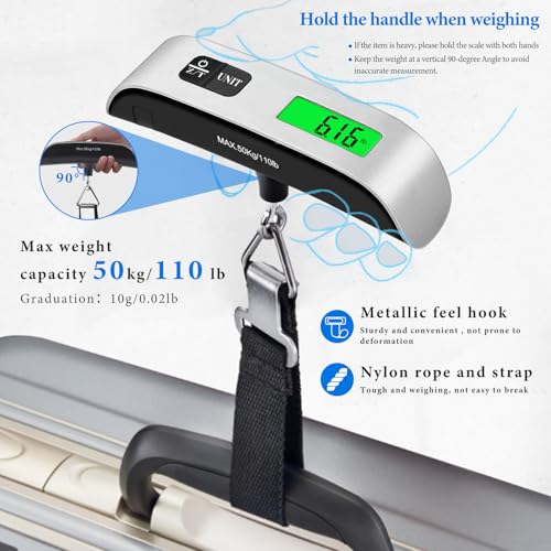 Luggage Scale, 110lb Luggage Weight Scale with 4 Unit Switching Functions&LED Display, Luggage Scale Travel Digital for Weighing Luggage, Backpacks, Packages and Markets - Image 4