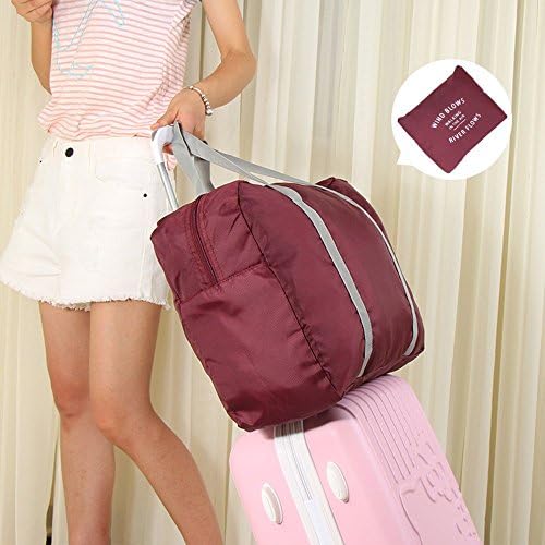 Foldable Travel Duffel Bag Tote Carry on Luggage Bag Spirit Airlines Personal item Sports Gym Bag Water Resistant Weekender Overnight Bags for Women and Men (Red) - Image 8