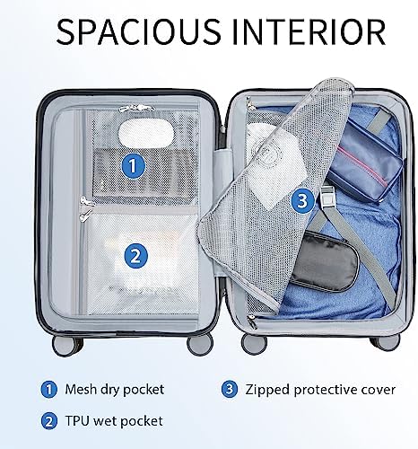 KROSER Hardside Expandable Carry On Luggage with Spinner Wheels & Built-in TSA Lock, Durable Suitcase Rolling Luggage with USB Port, Carry-On 20-Inch, Black - Image 3