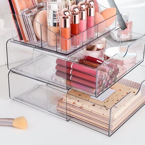 Vtopmart 3 Tier Clear Makeup Organizer with Drawer, Cosmetic Storage for Dresser Countertop and Bathroom Vanity, Beauty Holder for Lipstick Brush Skincare - Image 7
