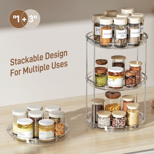 LAMU 2 Tier Lazy Susan Turntable Organizer 9.25'' Rotating Spice Rack Organization for Cabinet, Kitchen, Pantry, Countertop, Bathroom, Vanity, Medicine Cabinet Organizer, Clear - Image 6