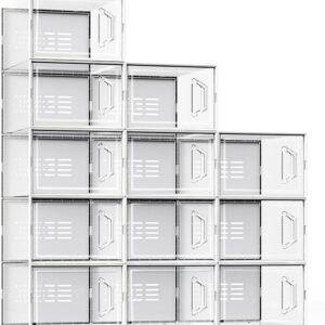 SEE SPRING X-Large Shoe Storage Box Fit Size 11, Clear Plastic Stackable Shoe Organizer for Closet, Space Saving Sneaker Shoe Rack Containers Bins Holders for Entryway, 12 Pack Clear